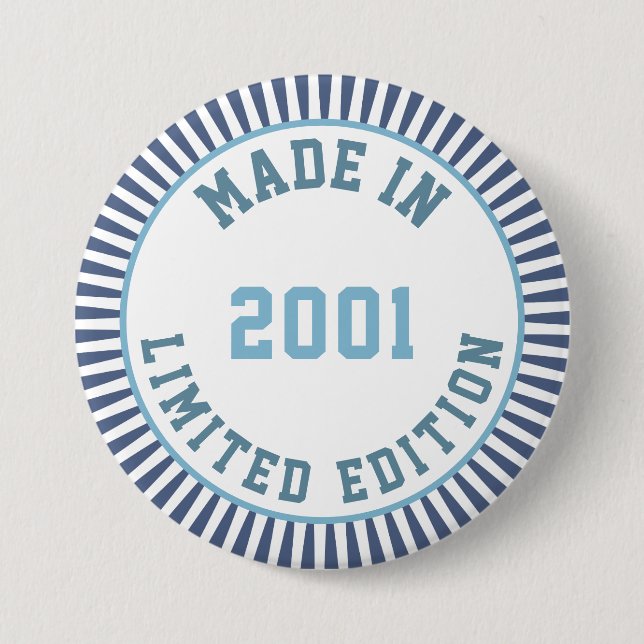 Made in 2001 7.5 cm round badge (Front)