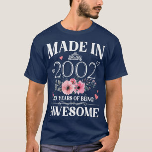 Made In 2002 Floral 20 Year Old 20th Birthday Gift T-Shirt