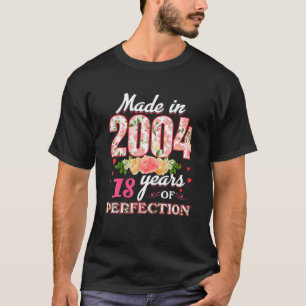 Made In 2004 Floral 18 Year Old 18Th Birthday Gift T-Shirt