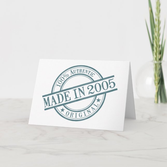 Made in 2005 Round Rubber Stamp Logo Birth Year Card (Front)