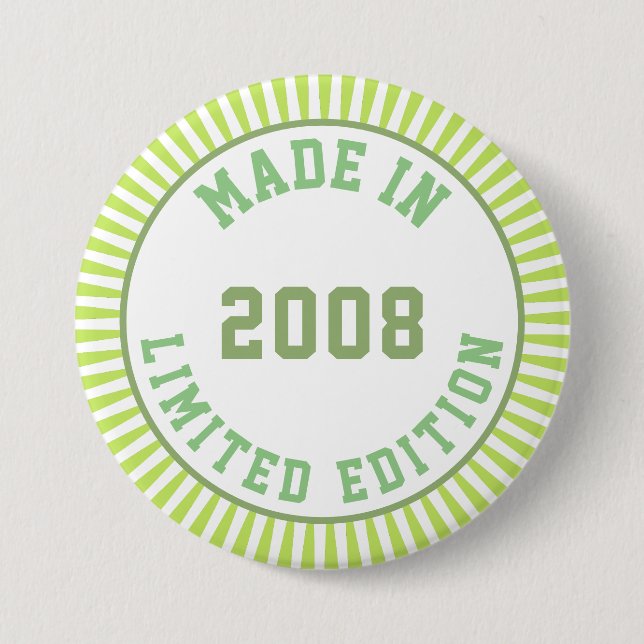 Made in 2008 7.5 cm round badge (Front)