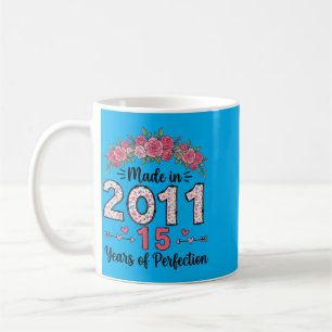 Made In 2011 Floral 15th Birthday Gifts Women 15 Coffee Mug