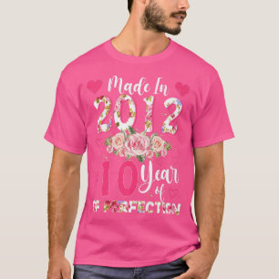 Made In 2012 Floral 10 Year Old 10th Birthday Gift T-Shirt