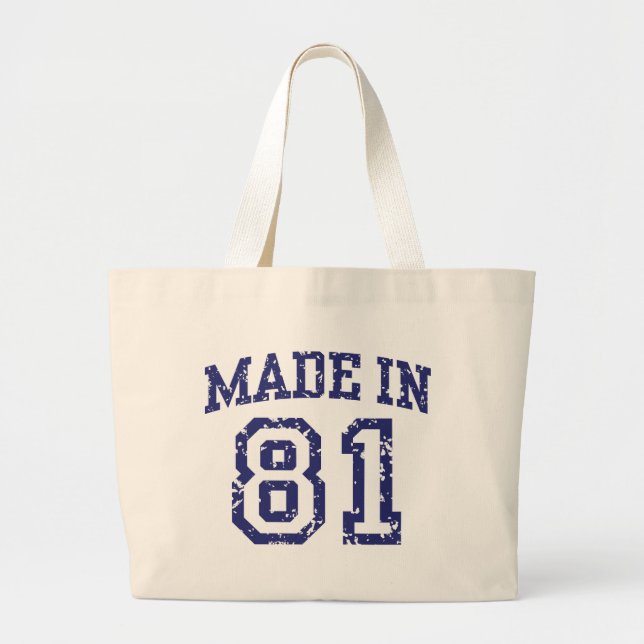 Made in 81 large tote bag (Front)