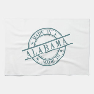 Made In Alabama Stamp Style Logo Green Tea Towel