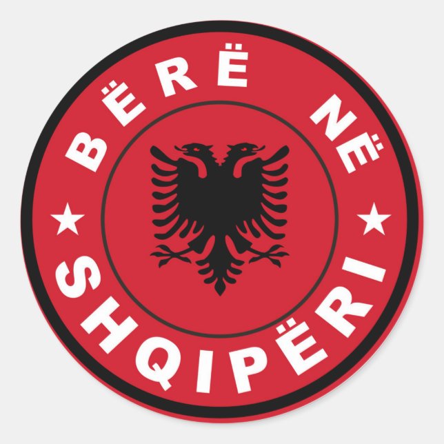 made in albania country flag label bere shqiperi (Front)