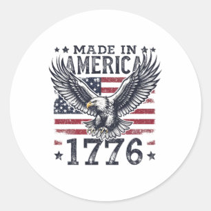 Made In America 1776 Eagle Usa Patriotic 4th Of Ju Classic Round Sticker
