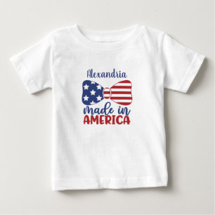Made in America American Flag Bow Baby T-Shirt