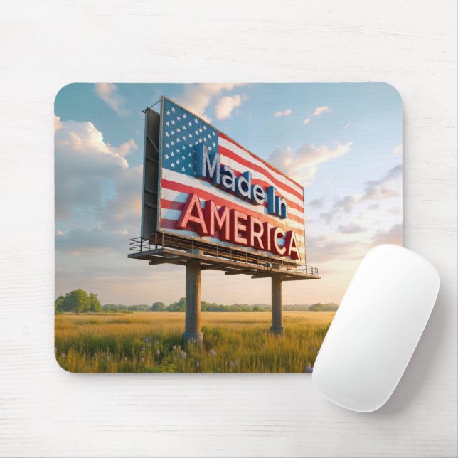 Made In America Billboard In a Country Field Mouse Mat (With Mouse)