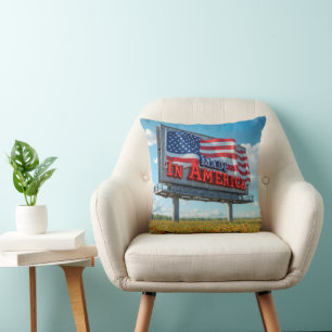 Made In America Billboard In Wildflowers Cushion