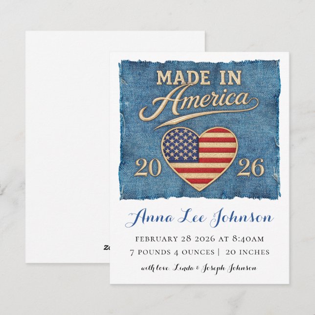 Made in America Birth Announcement (Front/Back)