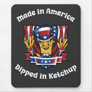 Made in America Dipped in Ketchup Funny Patriot Mouse Mat