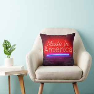 Made In America Neon Sign On Brick Cushion