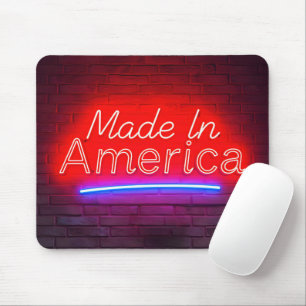 Made In America Neon Sign On Brick Mouse Mat
