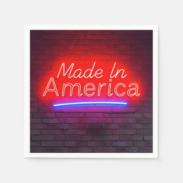 Made In America Neon Sign On Brick Napkin (Front)