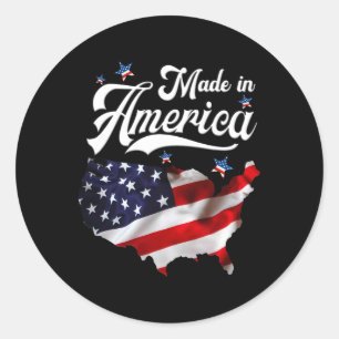 Made In America - Patriotic American Flag 4th Of J Classic Round Sticker