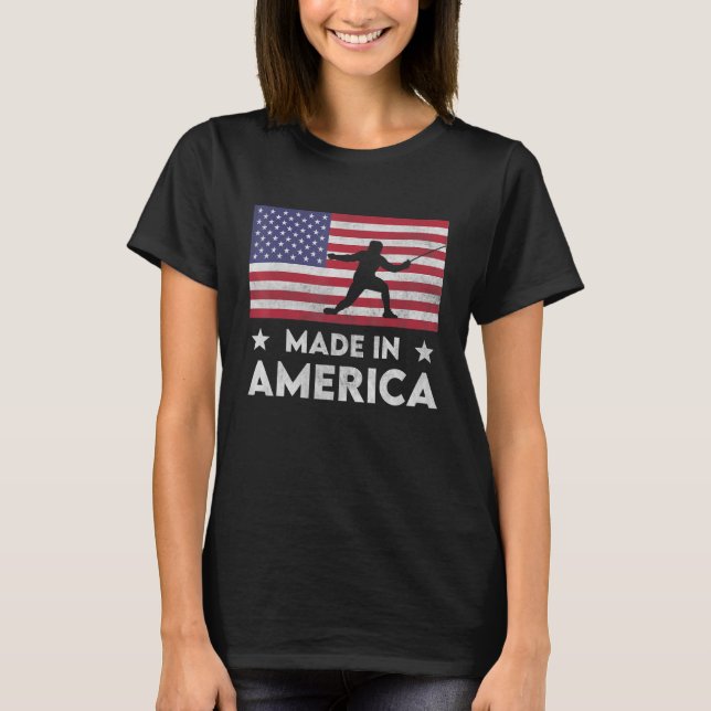 Made In America Usa National Flag Fencing For Men  T-Shirt (Front)