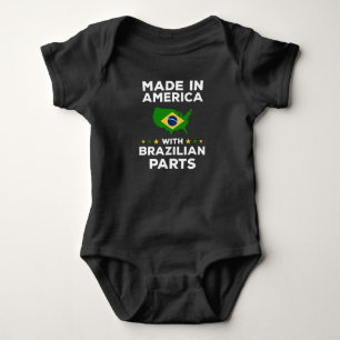 Made in America with Brazilian Parts Funny Brazil Baby Bodysuit