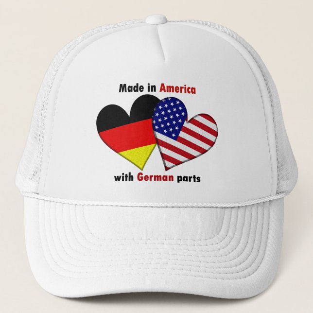 made in america with german parts trucker hat (Front)