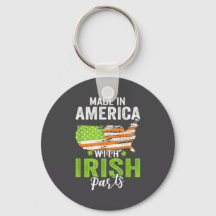 Made In America With Irish Parts Funny St Patricks Key Ring