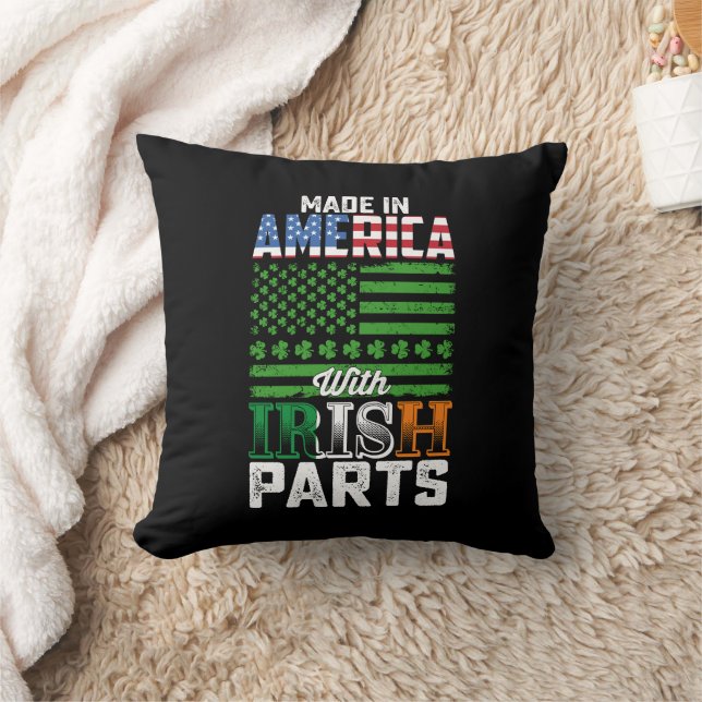 Made in America with Irish Parts St Patrick's Day Cushion (Blanket)