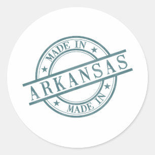 Made In Arkansas Stamp Style Logo Symbol Green Classic Round Sticker