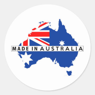 made in australia country map flag product label