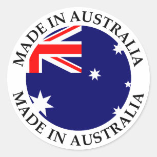 Made in Australia with Round Flag and Text Classic Round Sticker