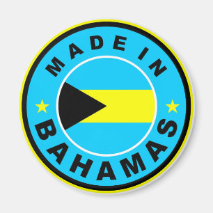 made in bahamas country flag label round stamp magnet
