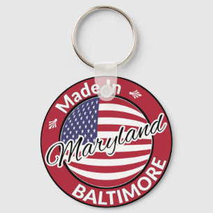 Made in Baltimore Maryland USA Flag Key Ring