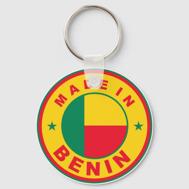 made in benin country flag label stamp key ring (Front)