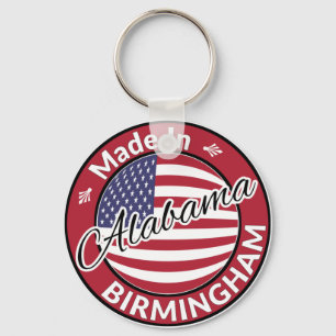 Made in Birmingham Alabama Stars and Stripes Flag Key Ring
