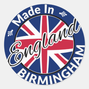 Made in Birmingham England Union Jack Flag Classic Round Sticker
