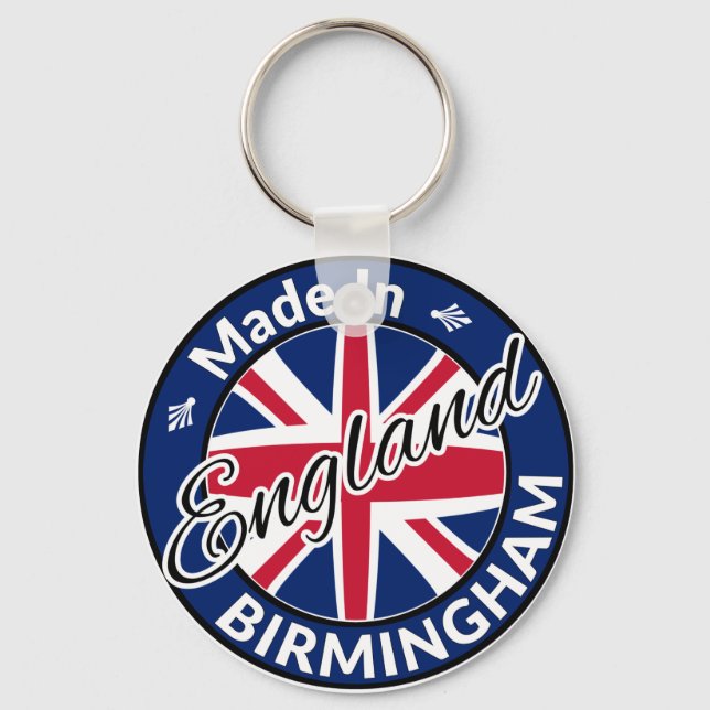 Made in Birmingham England Union Jack Flag Key Ring (Front)