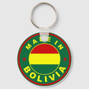 made in bolivia country flag label stamp key ring