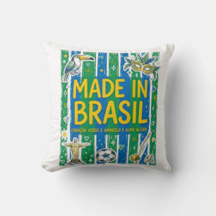 Made In Brasil Cultural Icons Colorful Design Cushion