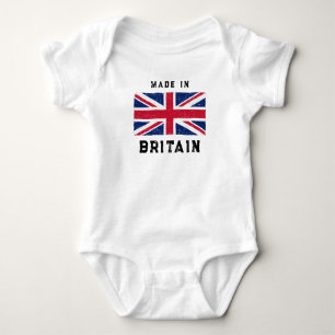 "Made in Britain"  (Black Text) Vintage Union Jack Baby Bodysuit