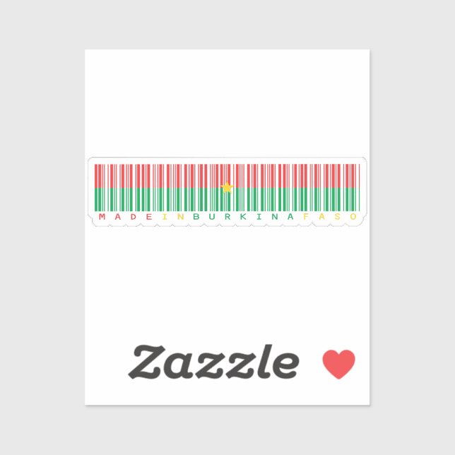 Made in Burkina Faso Barcode Flag Sticker (Sheet)
