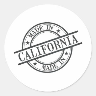Made In California Stamp Style Logo Symbol Black Classic Round Sticker