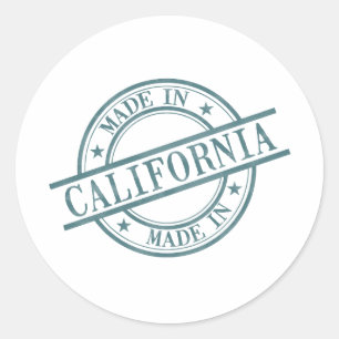 Made In California Stamp Style Logo Symbol Green Classic Round Sticker