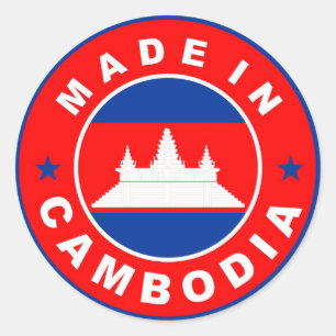 made in cambodia country flag product label round