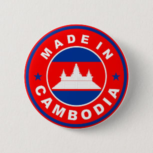 made in cambodia country flag product label round 6 cm round badge