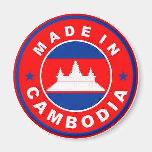 made in cambodia country flag product label round magnet