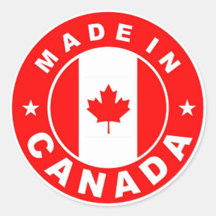 made in canada country flag label round stamp