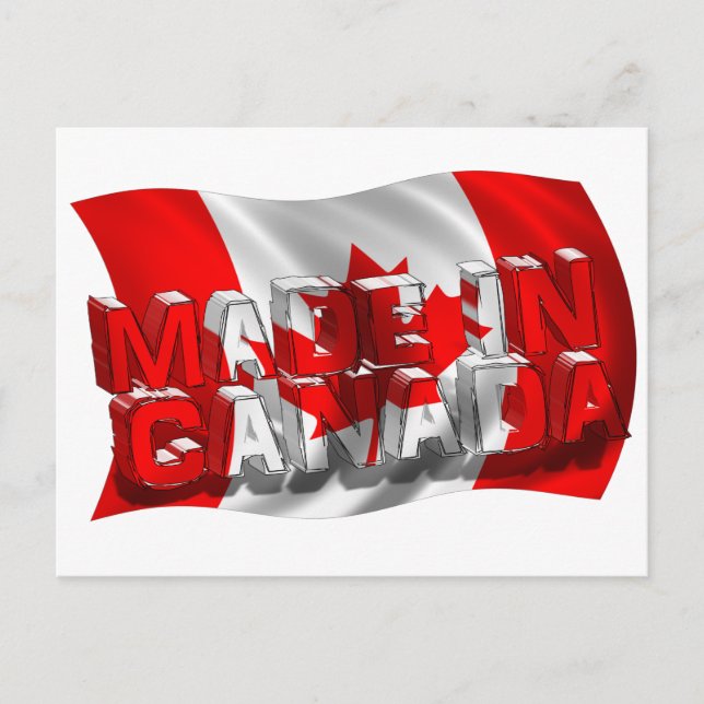 Made in Canada (Flag Background) Postcard (Front)