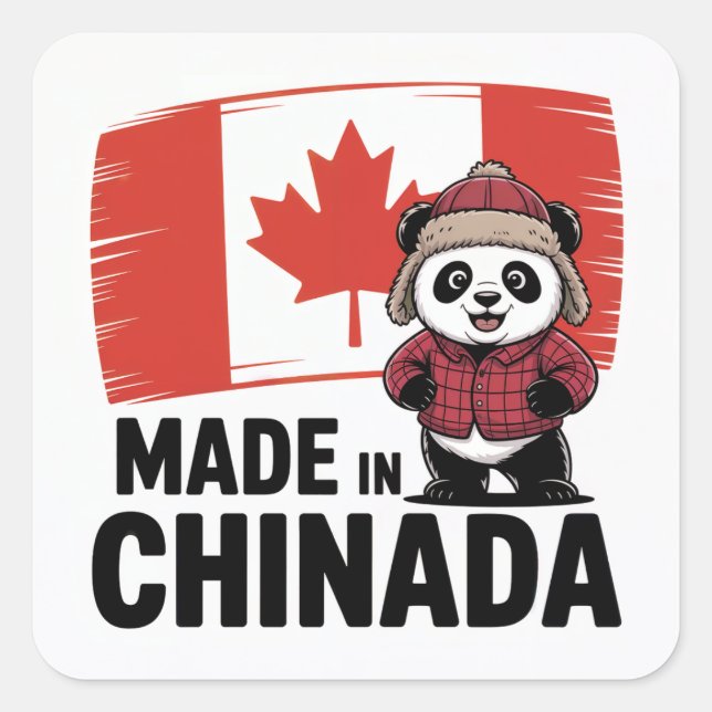 Made in Chinada Panda – Chinese Canadian Square Sticker (Front)