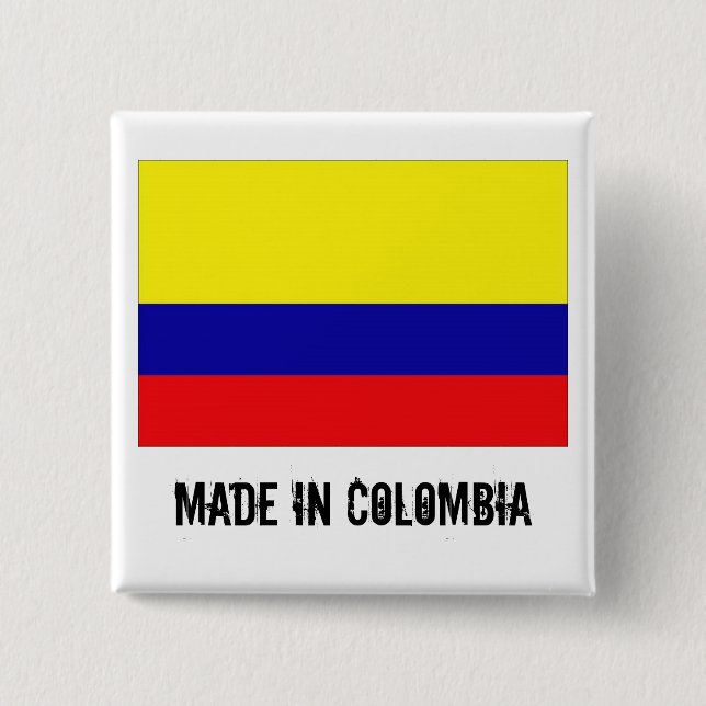 Made in Colombia square button (Front)