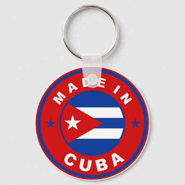 made in cuba country flag product label round key ring (Front)