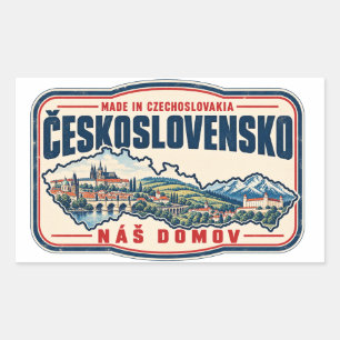 Made in Czechoslovakia Czech Slovak Retro Pride Rectangular Sticker