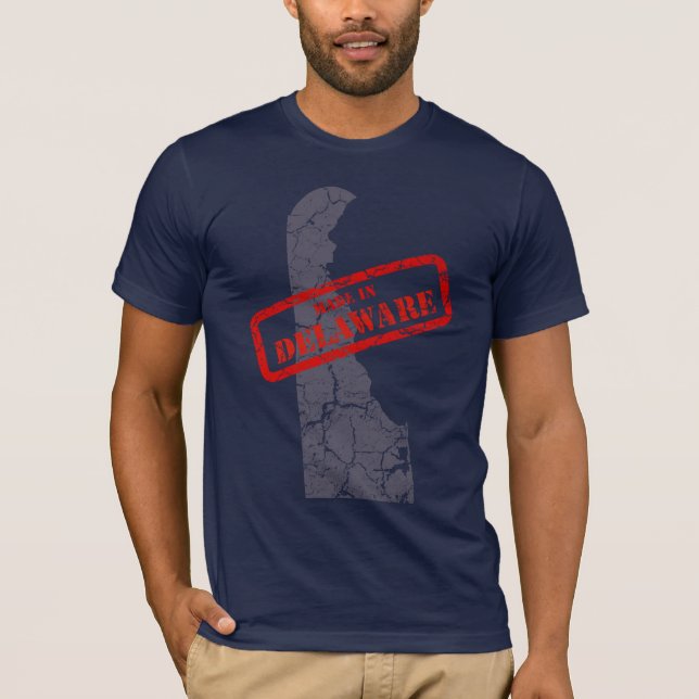 Made in Delaware Grunge Map Navy Blue T-shirt (Front)